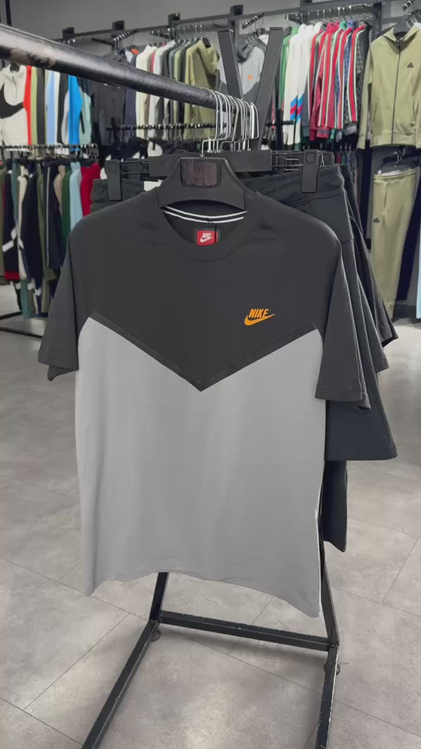 Αθλητικό σετ με κοντό παντελόνι Nike Tech Fleece, γραφίτης - γκρι. Premium ποιότητα