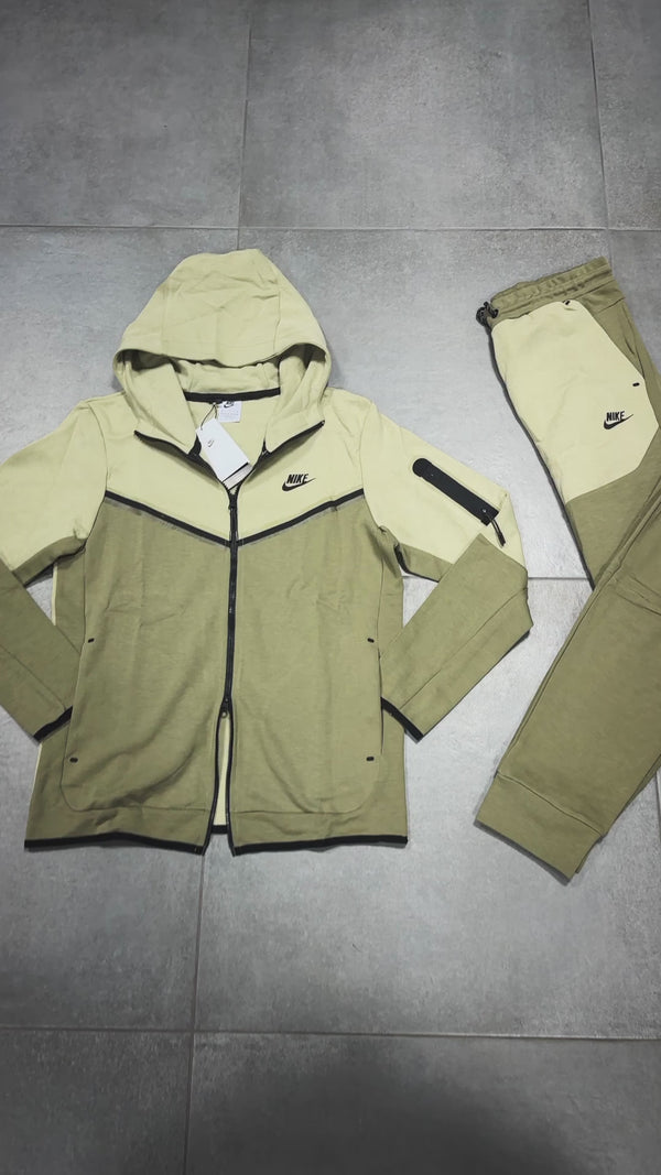 Ανδρική αθλητική φόρμα Nike Tech Fleece, λαδί & ανοιχτό πράσινο. Premium ποιότητα